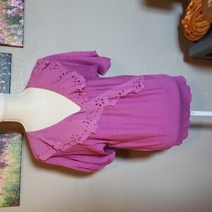 NWT Cable & Gauge Juneberry faux wrap ruched waistline blouse